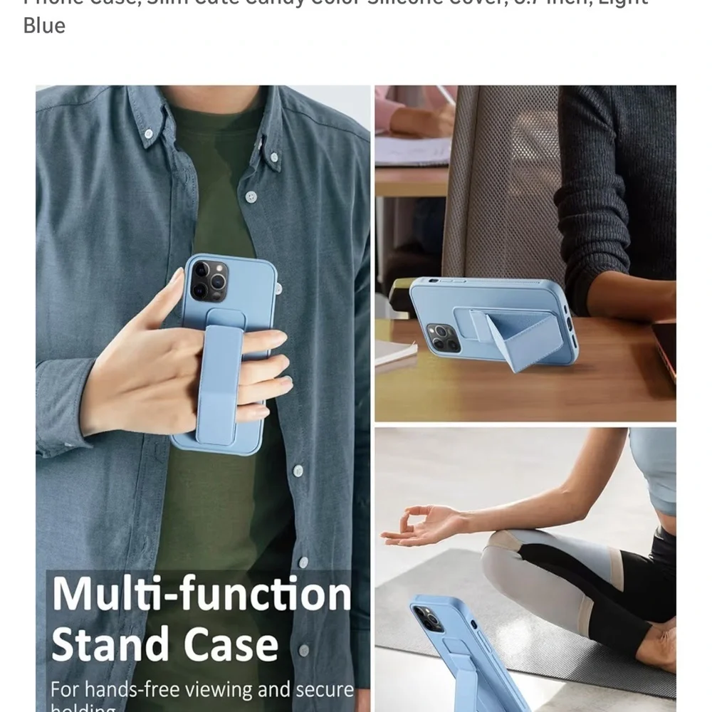 iPhone 14 Pro Max Case with stand magnetic strap light blue